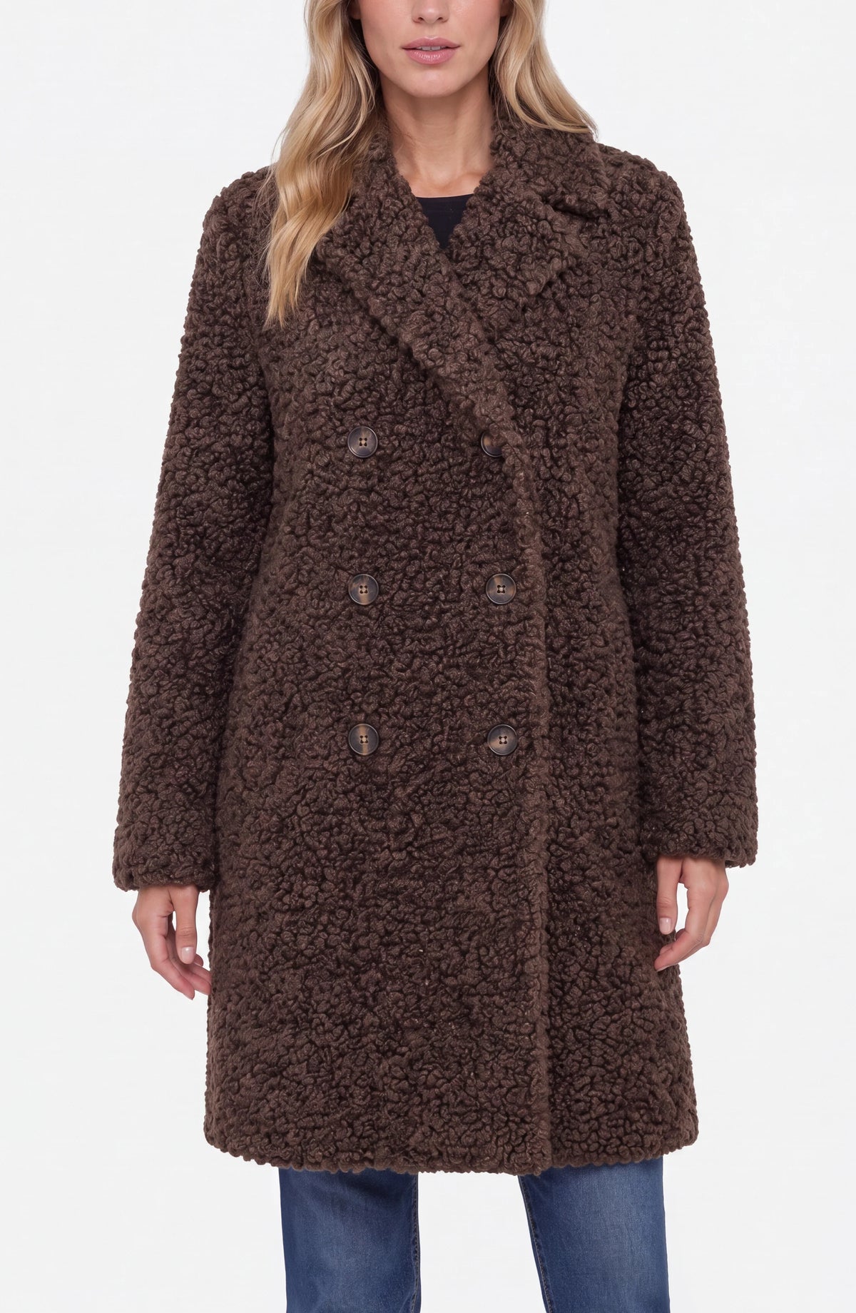 Teddy Brown Double Breasted Coat