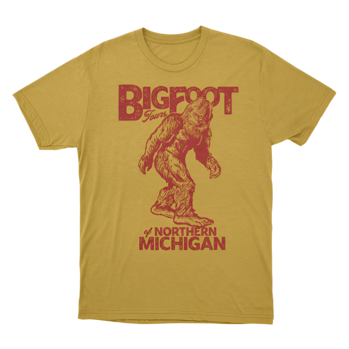 Bigfoot Of Northern Michigan Mustard Tee Shirt