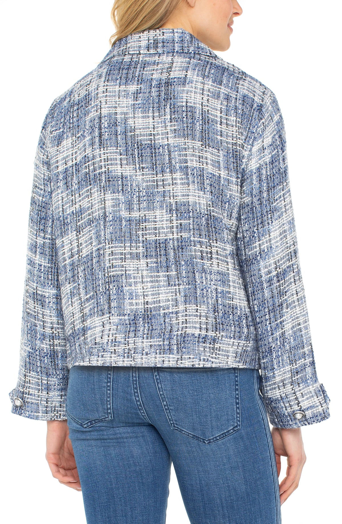 Liverpool Button Front Boxy Shacket Multi Blue