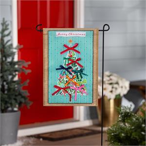 Bowtiful Christmas Tree Applique Garden Flag