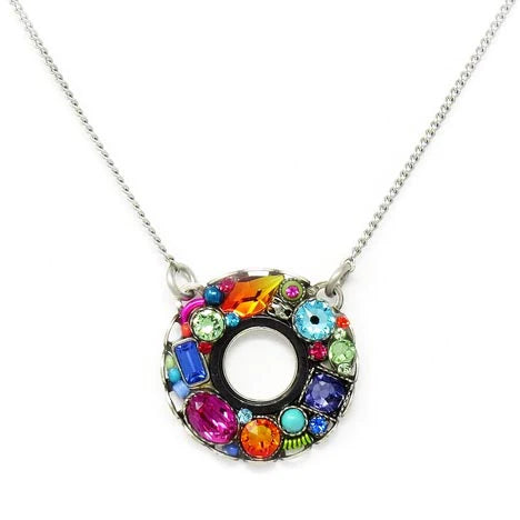 Bejeweled Small Circle Pendant Necklace