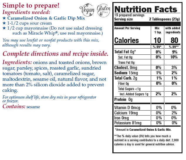 Caramelized Onion & Garlic Dip Mix