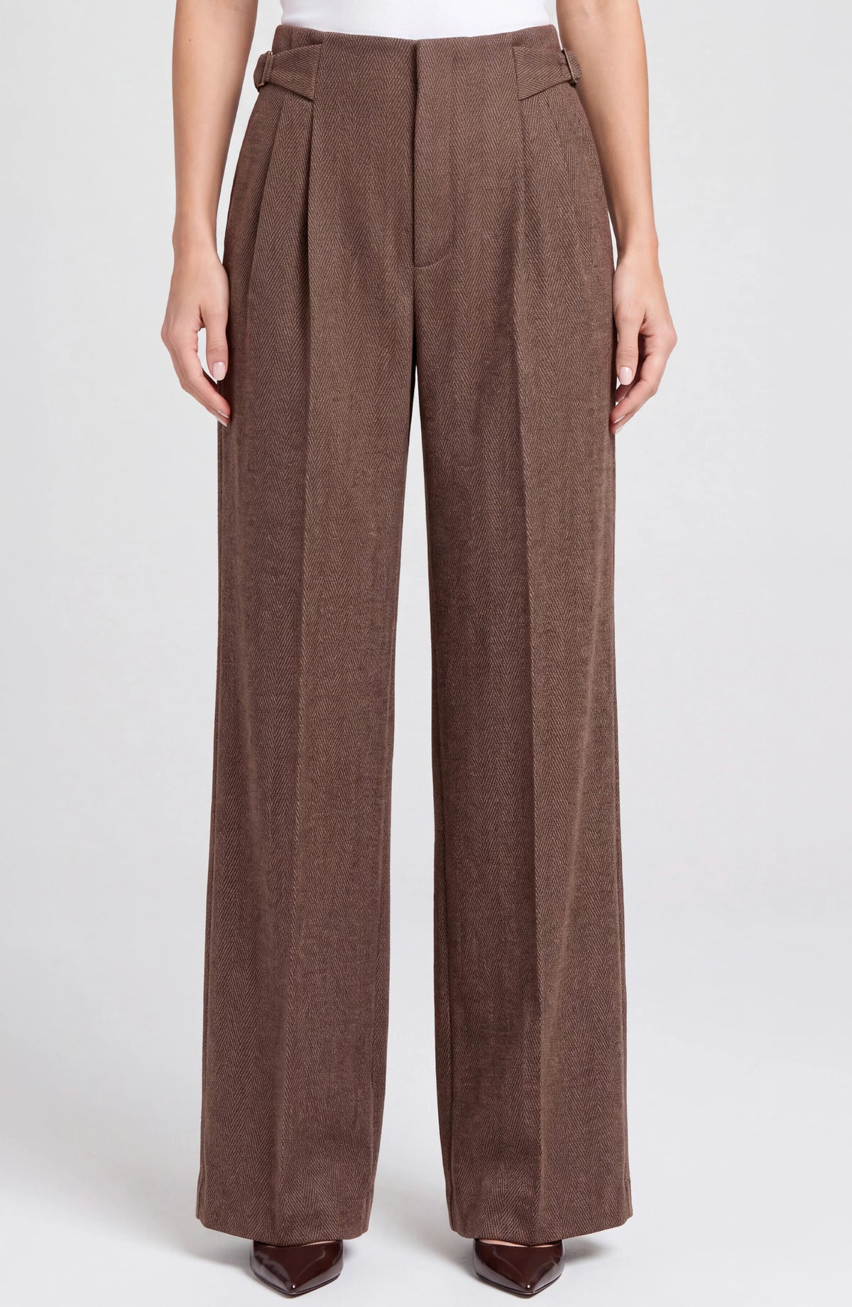 High Rise Pleated Wide Leg Trouser w/ Side Tab 31' in