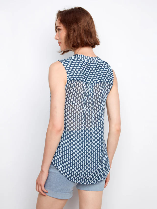 Printed Cotton Gauze Slvls Shirt