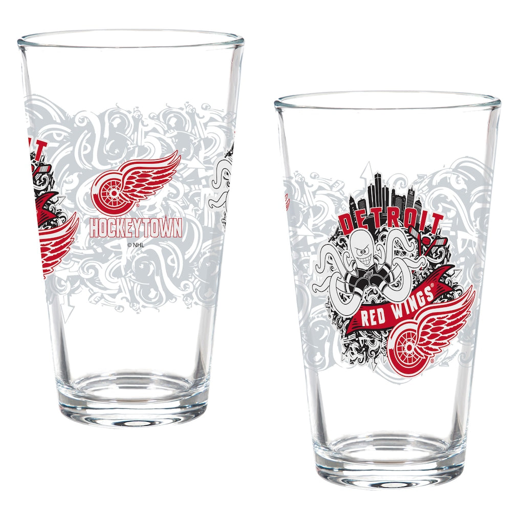 Detroit Red Wings 16oz Glass Set of Two