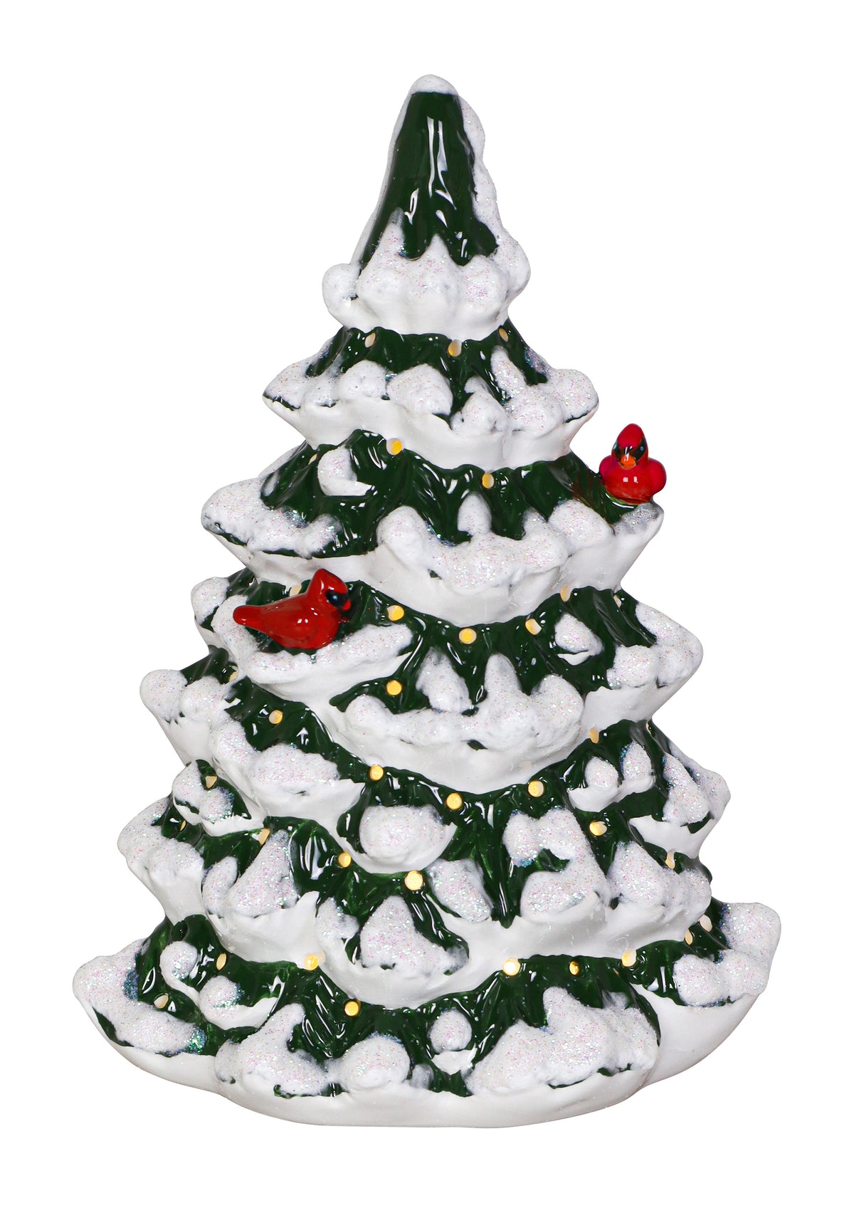Ceramic LED Pine Tree w/ Cardinal