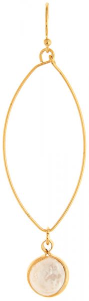 Gold White Pearl Ellipse Earrings