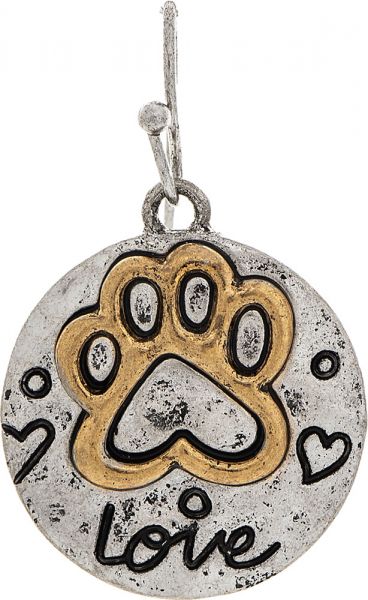 Two Tone Dog Paw Love Earrings