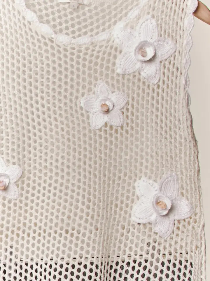 Ivory Sleeveless Knit Sleeveless Sweater