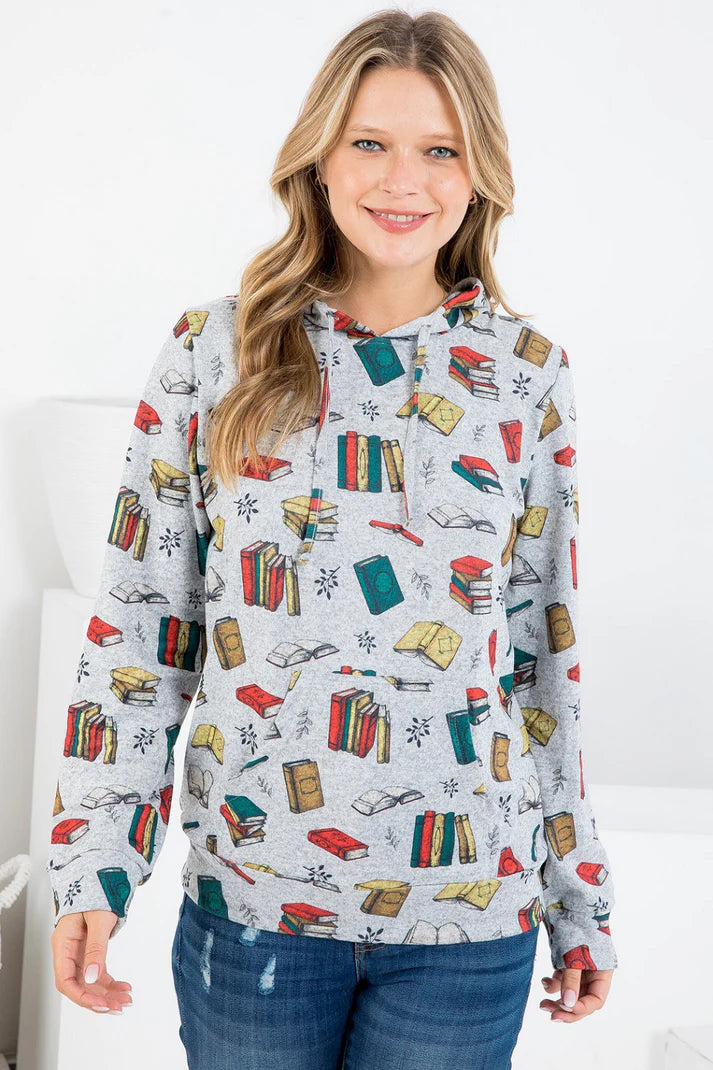 Book Lover Print Pullover Hoodie