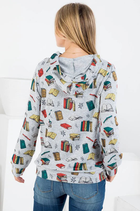 Book Lover Print Pullover Hoodie