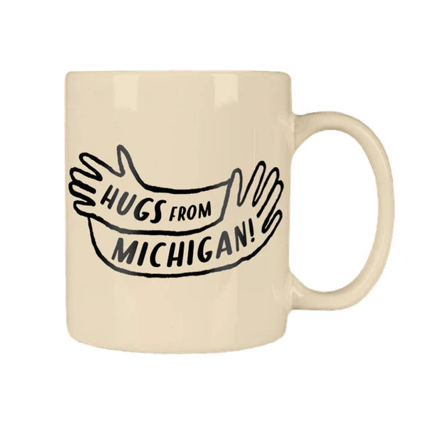 Cream Michigan Mugs Black Print