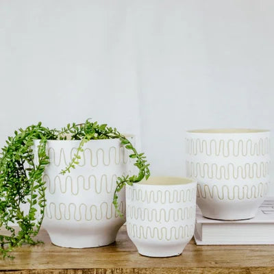 Line Pattern Cement Planter