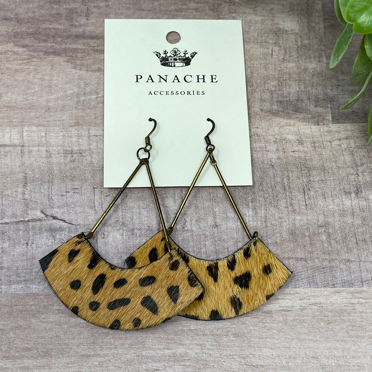 Leopard Dangle Triangle Earrings