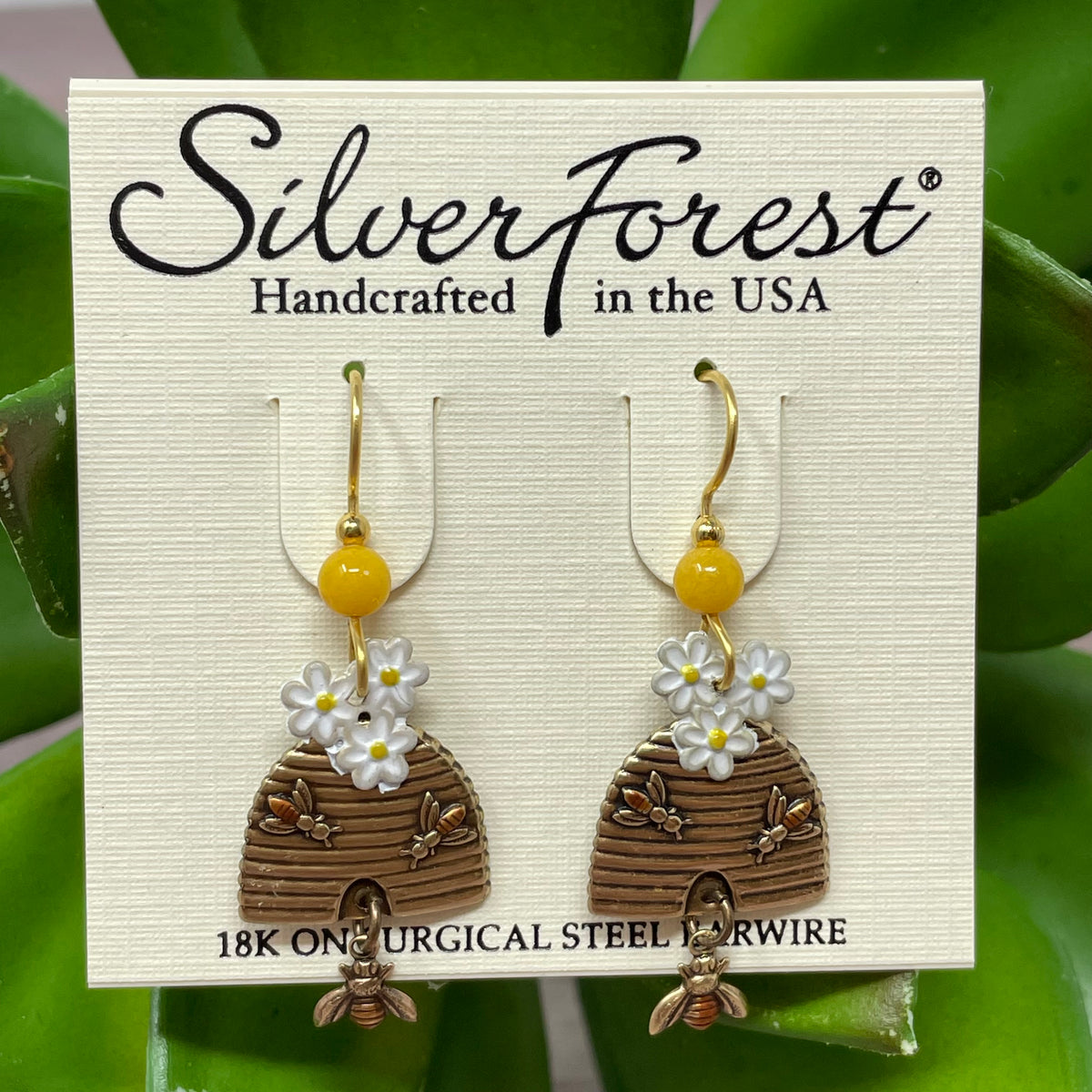 Hive And Bee Drop Flower Earrings