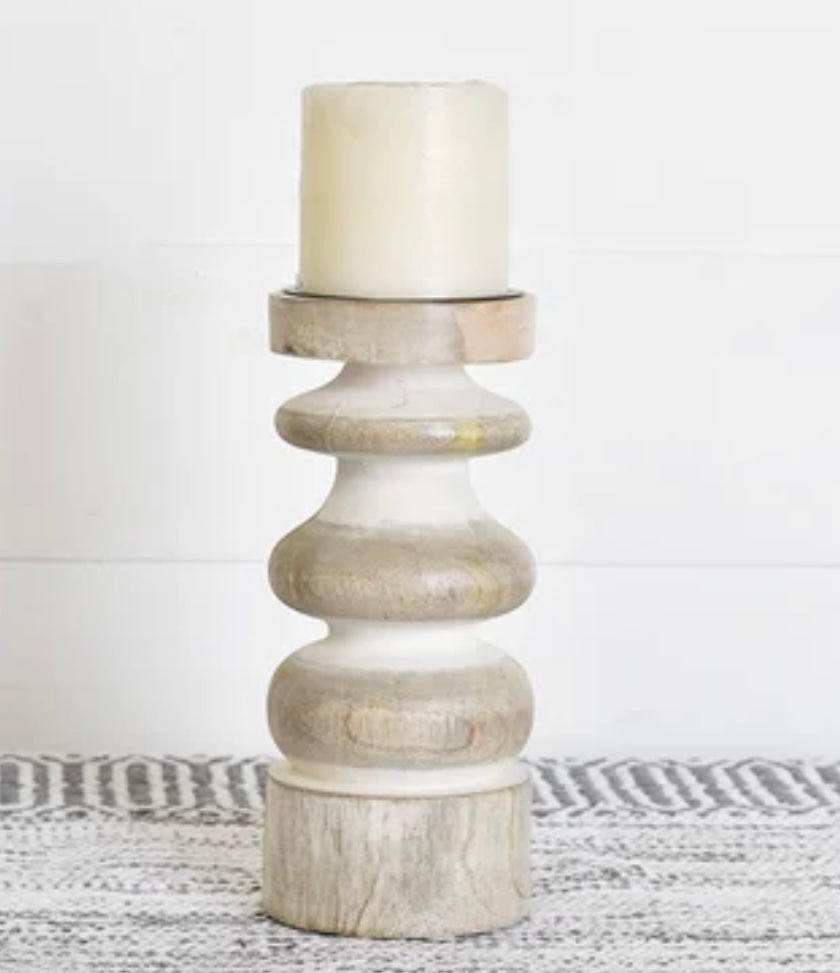 9&quot; Round Carved Candle Holder