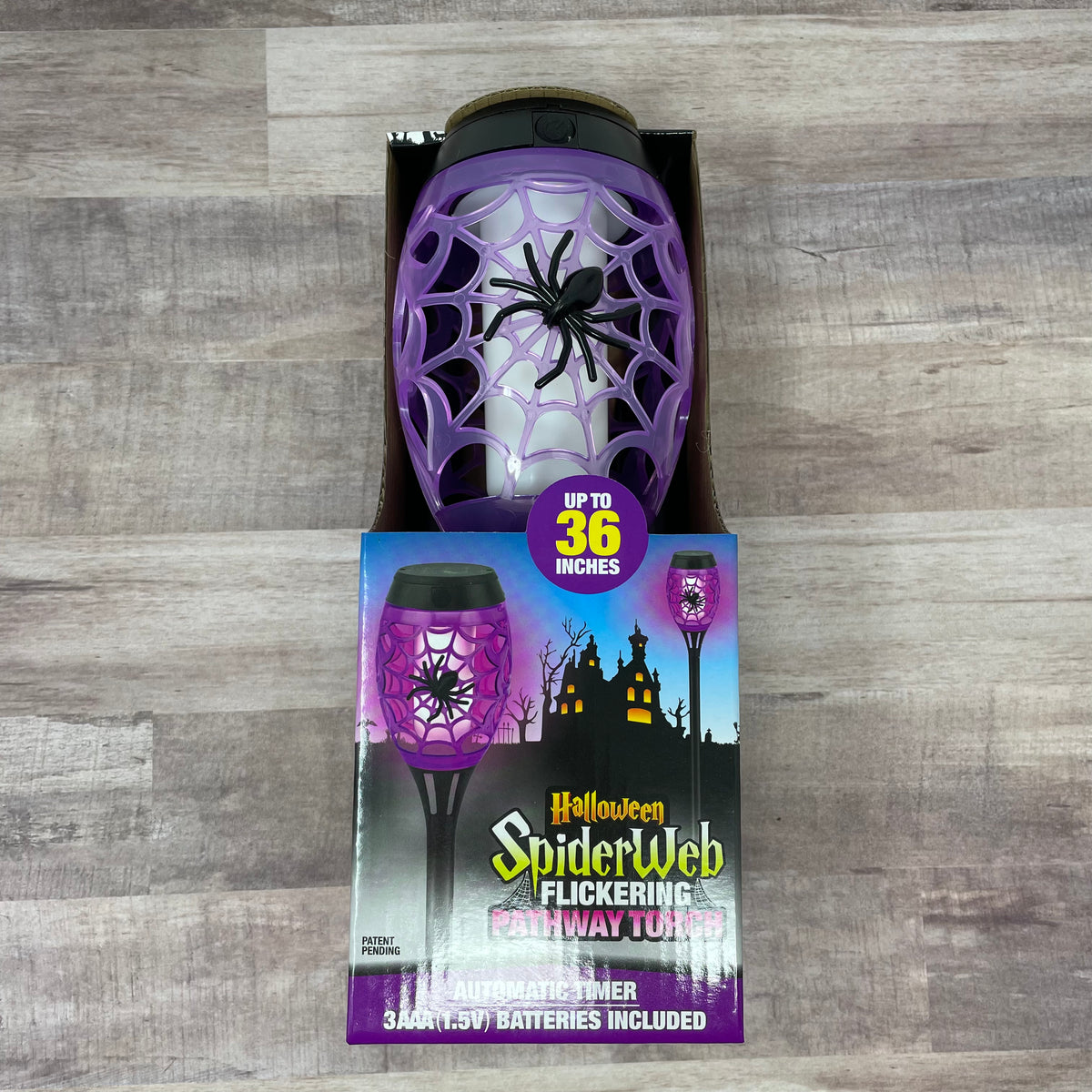 Halloween Spiderweb B/O Flickering Pathway Torch