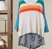 Multi Color Stripe Crewneck Sweater