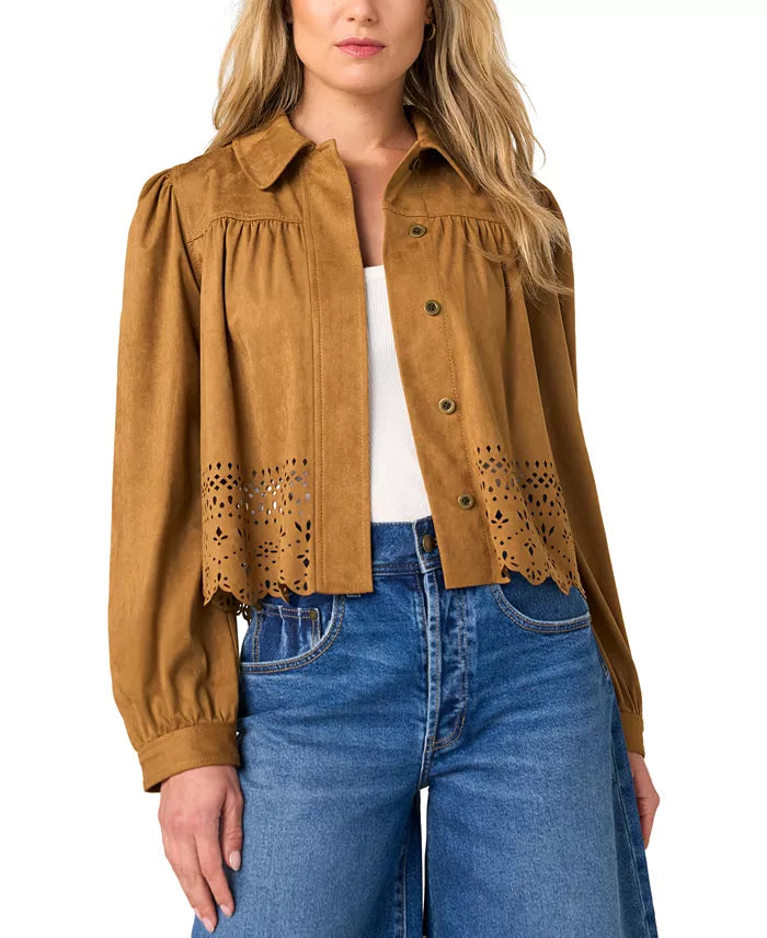 Caramel Open Puff Sleeve Jacket