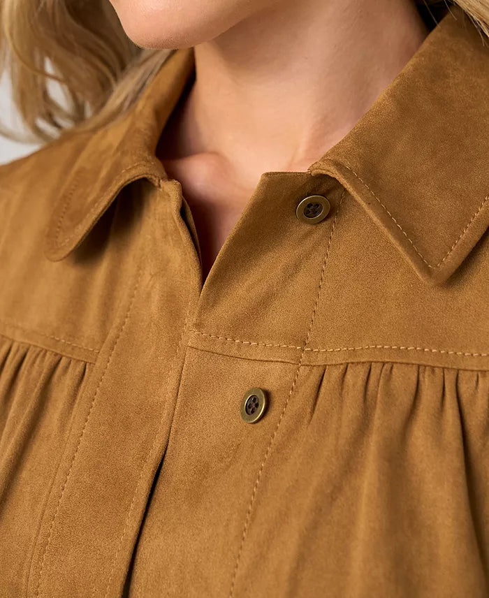 Caramel Open Puff Sleeve Jacket