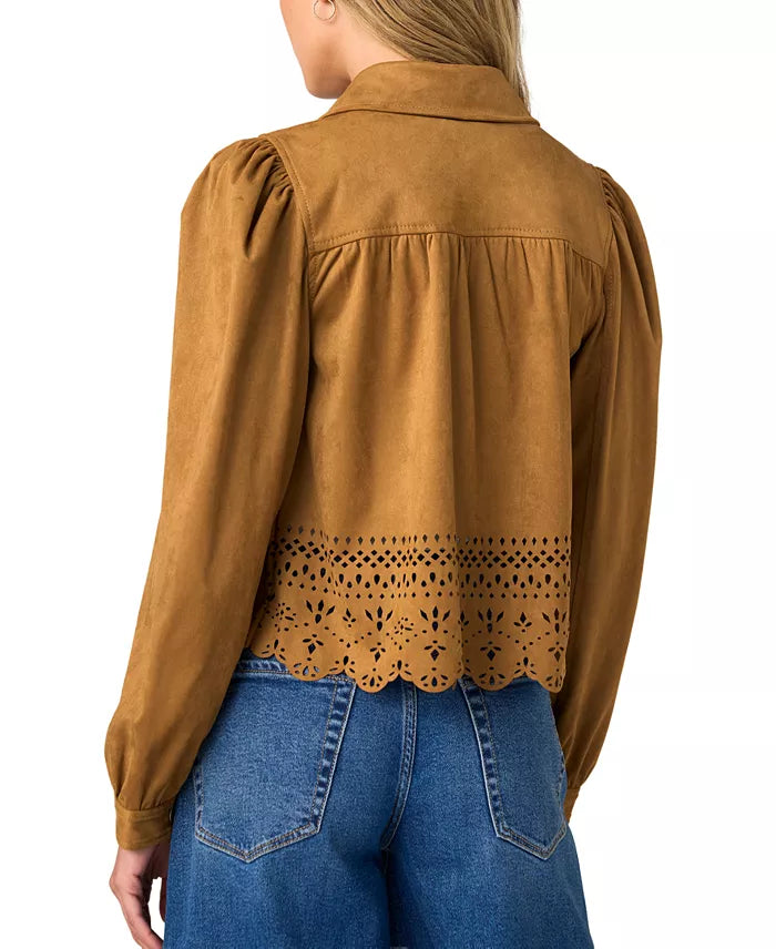 Caramel Open Puff Sleeve Jacket