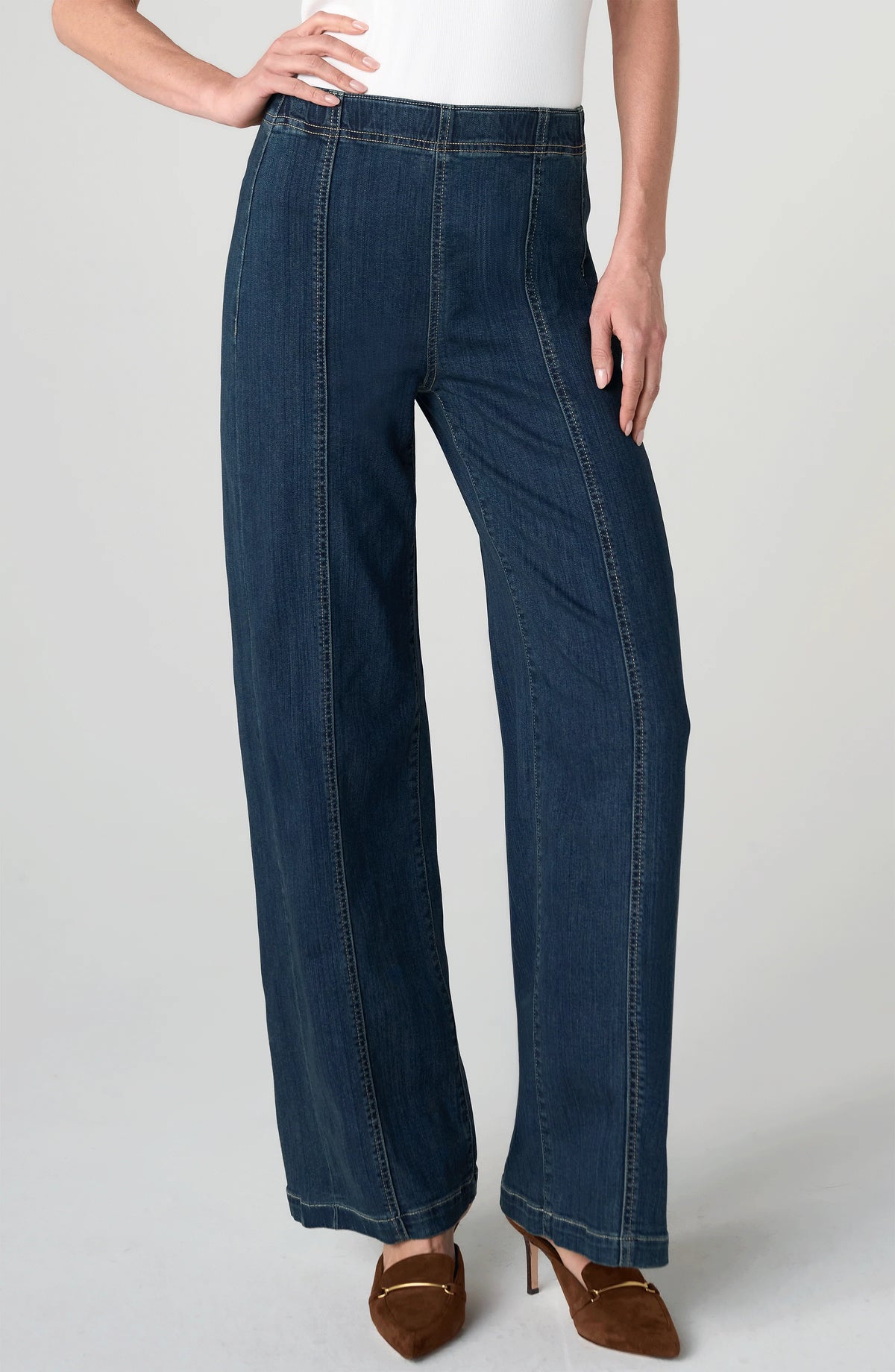 High Rise Pull-On Wide Leg w/ Seam Detail