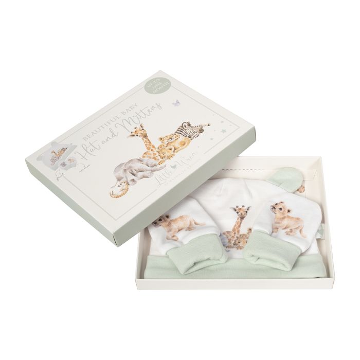 Little Savannah Hat & Mittens Baby Gift Set