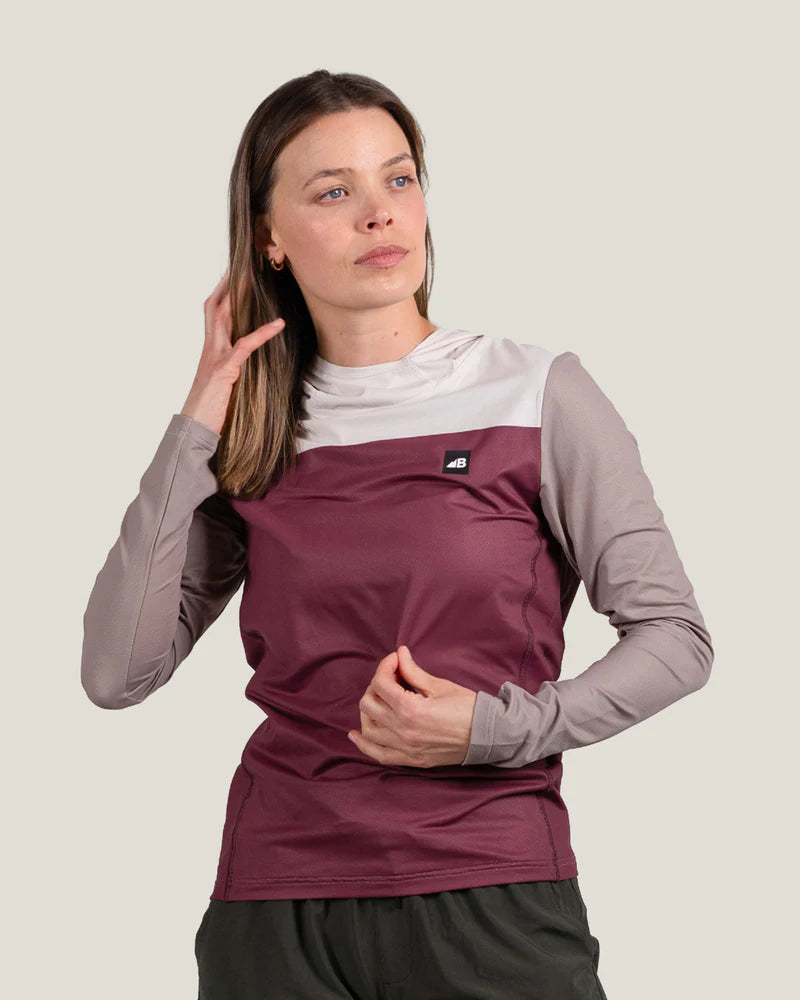Women's Ascent UPF50 Sun Hoodie - Burgundy Block