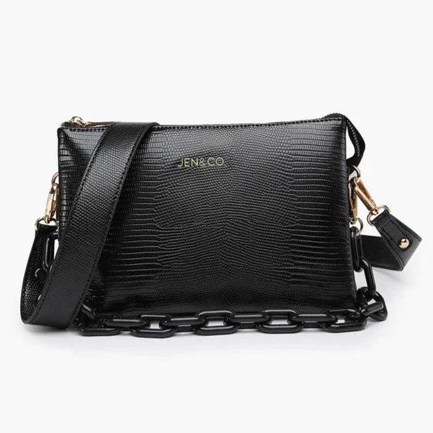 Izzy Lizard Crossbody Purse w/ Chain Strap