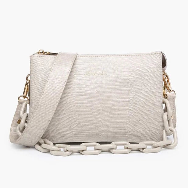 Izzy Lizard Crossbody Purse w/ Chain Strap