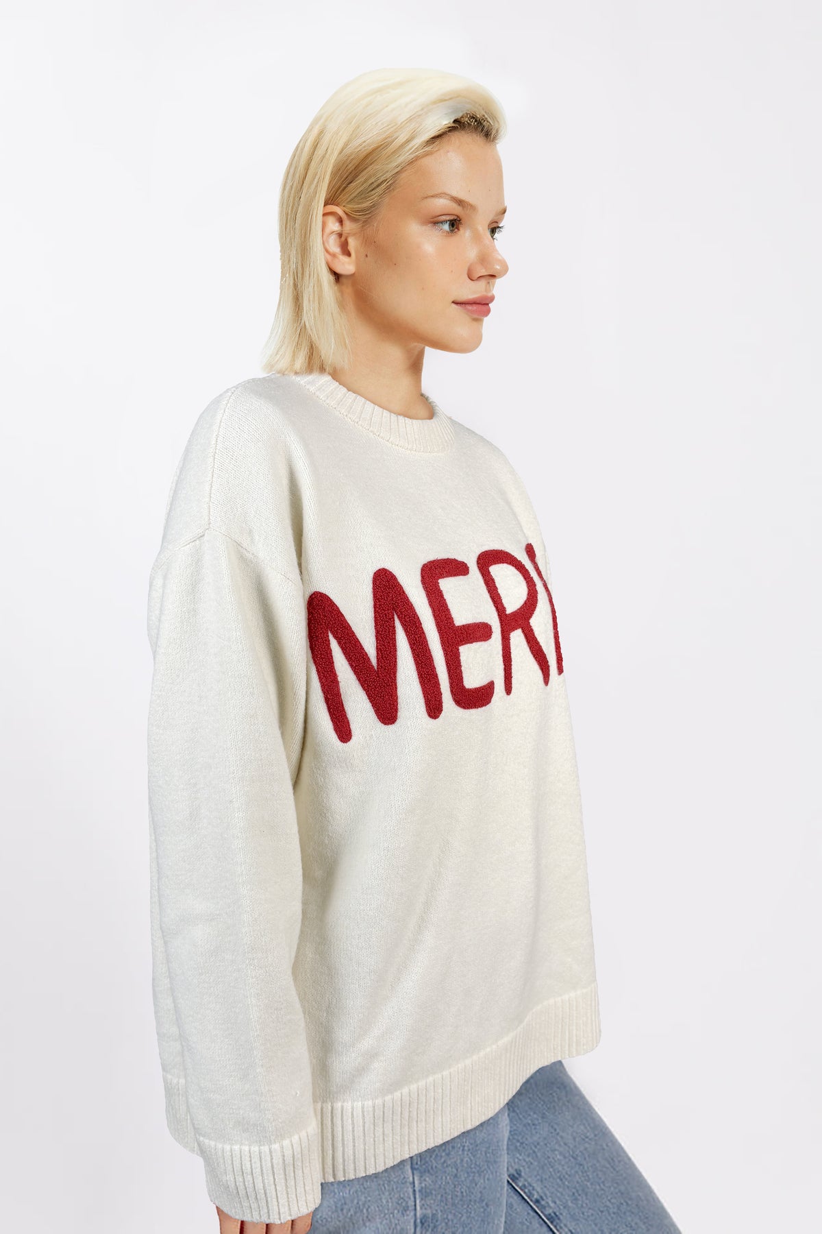 Merry Moments Chenille Sweater-White