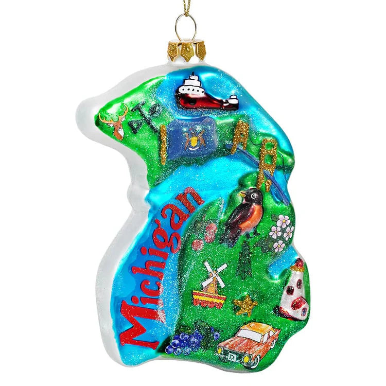 5" Glass Michigan Ornament