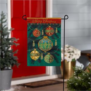 Merry Christmas Ornaments Applique Garden Flag