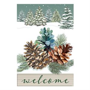 Winter Pinecones Applique Garden Flag — Evergreen Enterprises