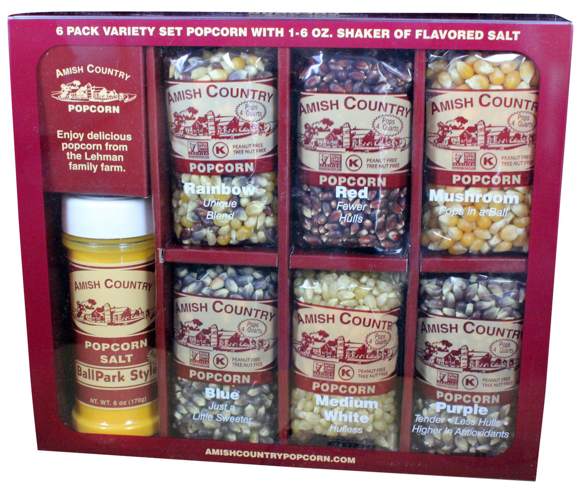 6 Pack Variety Set Popcorn w/ 6oz Buttersalt