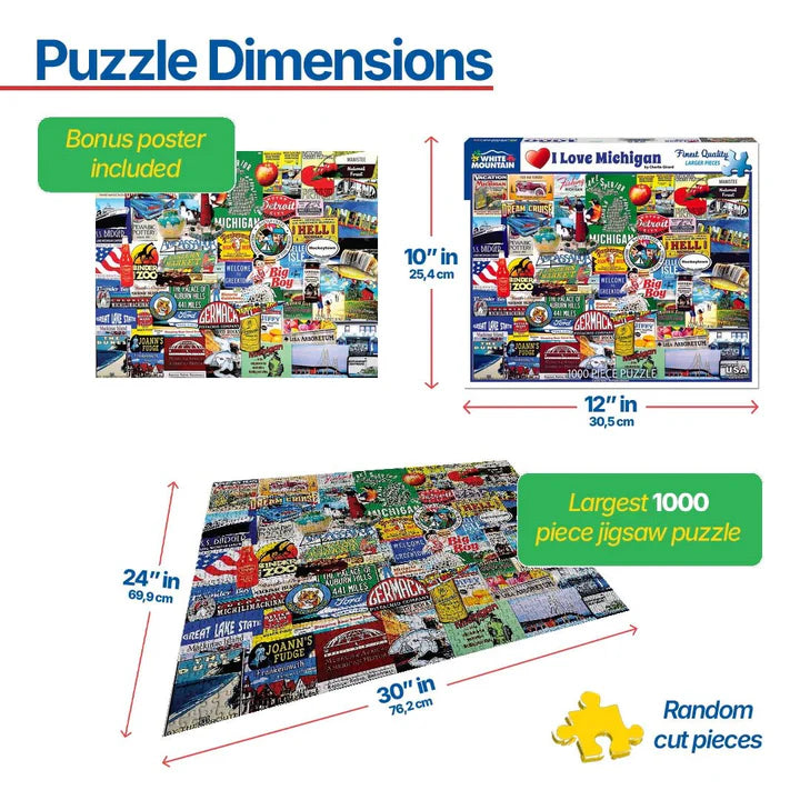 I Love Michigan 1000 Piece Jigsaw Puzzle
