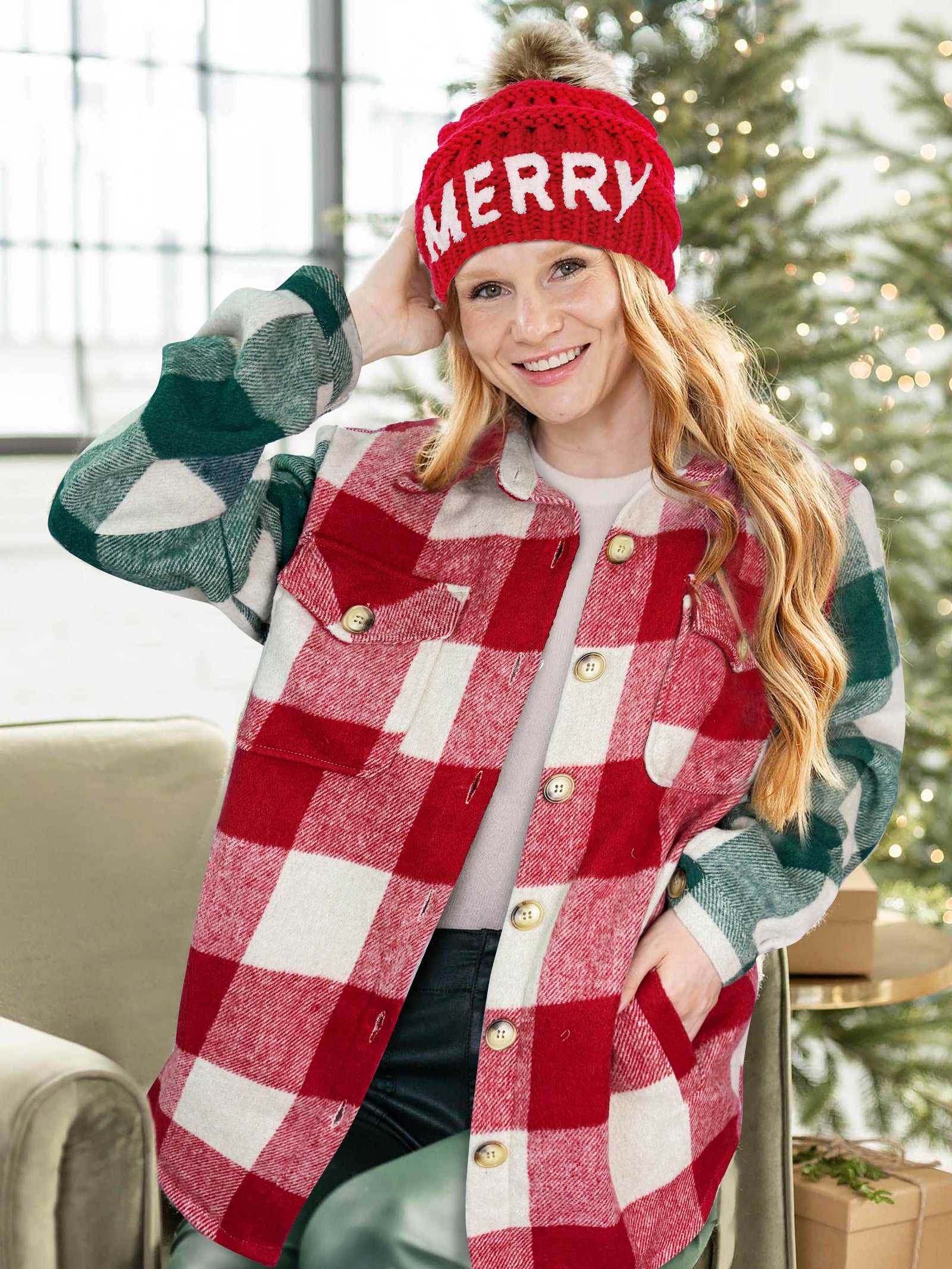 Holly & Pine Plaid Shacket — Opportunities Inc.