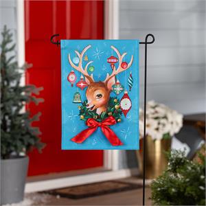 Heartfelt Cheer Wonderful Reindeer Applique Garden Flag