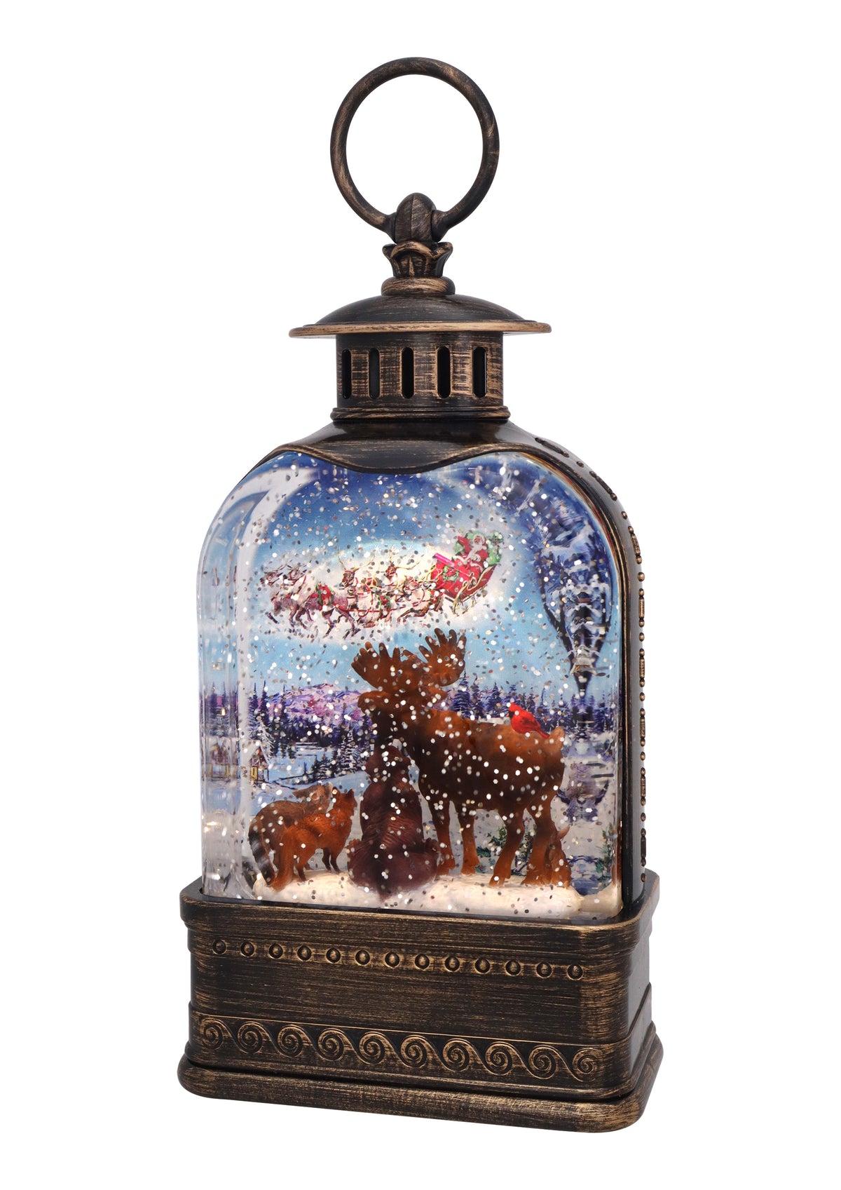 Woodland Christmas Dome Glitter Lantern