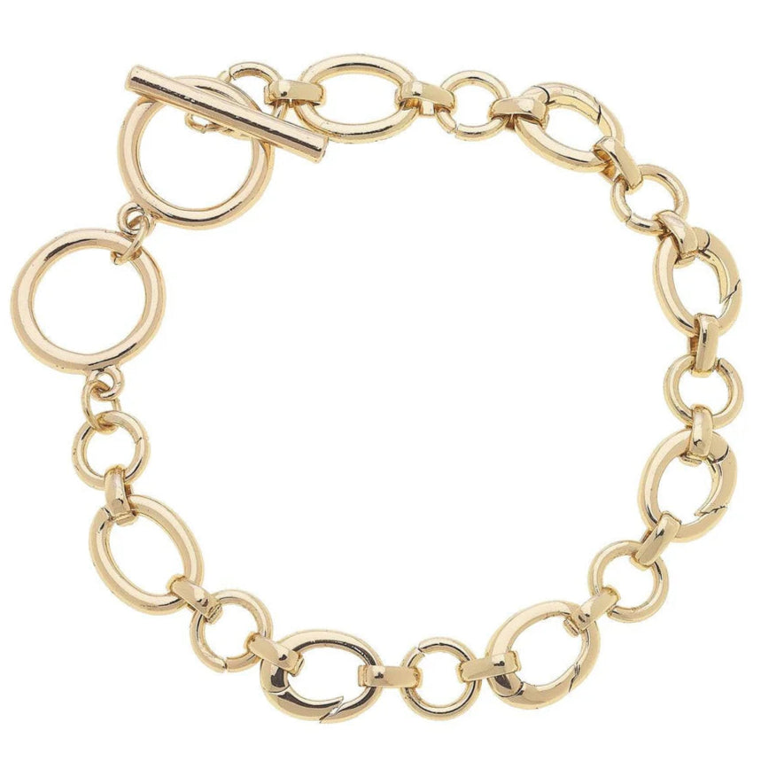 Sasha Toggle Charm Bracelet Base in Shiny Gold