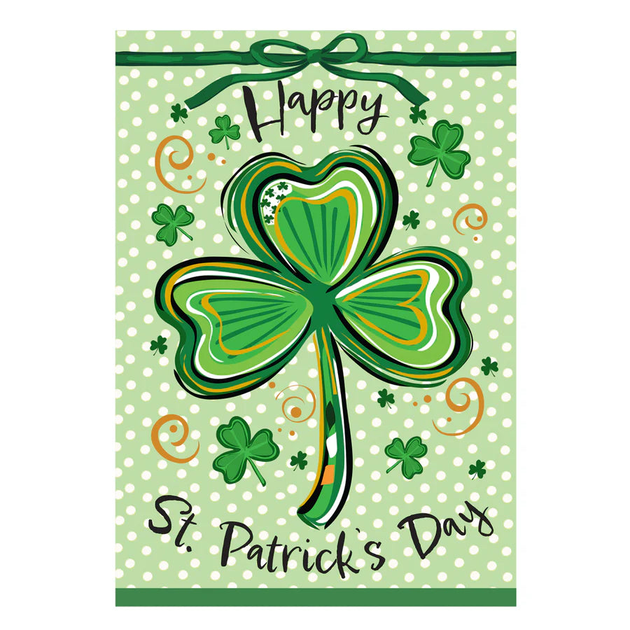 Happy St. Patrick's Day Shamrock Applique Garden Flag