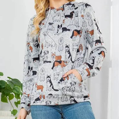 All Over Dog Print Hoodie