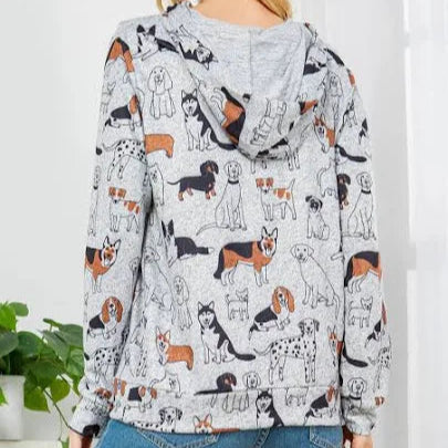 All Over Dog Print Hoodie