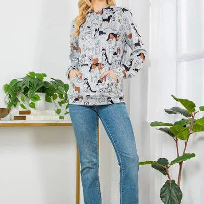 All Over Dog Print Hoodie