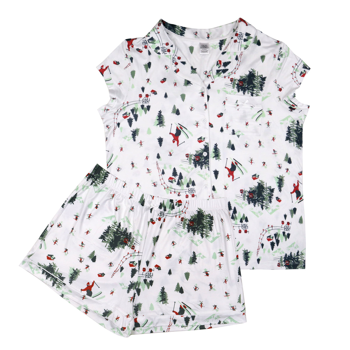 SS Holiday Skiers Button Down Loungewear Set