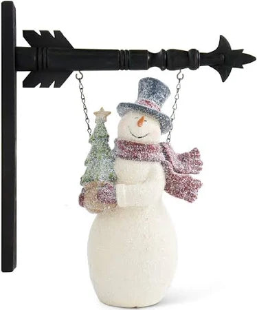 Resin Glittered Vintage Snowman for Arrow Holder
