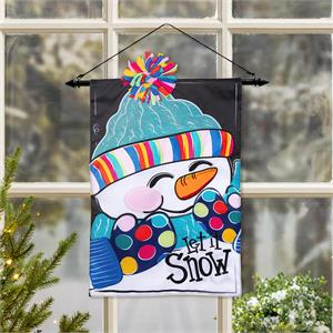 Let It Snow-Man Applique Garden Flag — Evergreen Enterprises