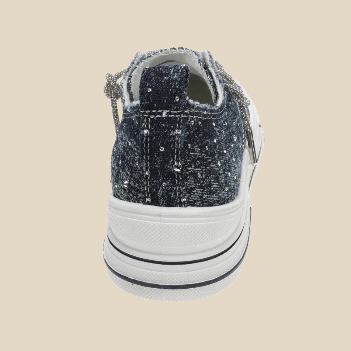 Black Aman Denim Canvas Rhinestone Sneakers