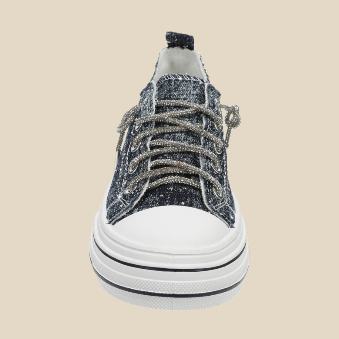 Black Aman Denim Canvas Rhinestone Sneakers