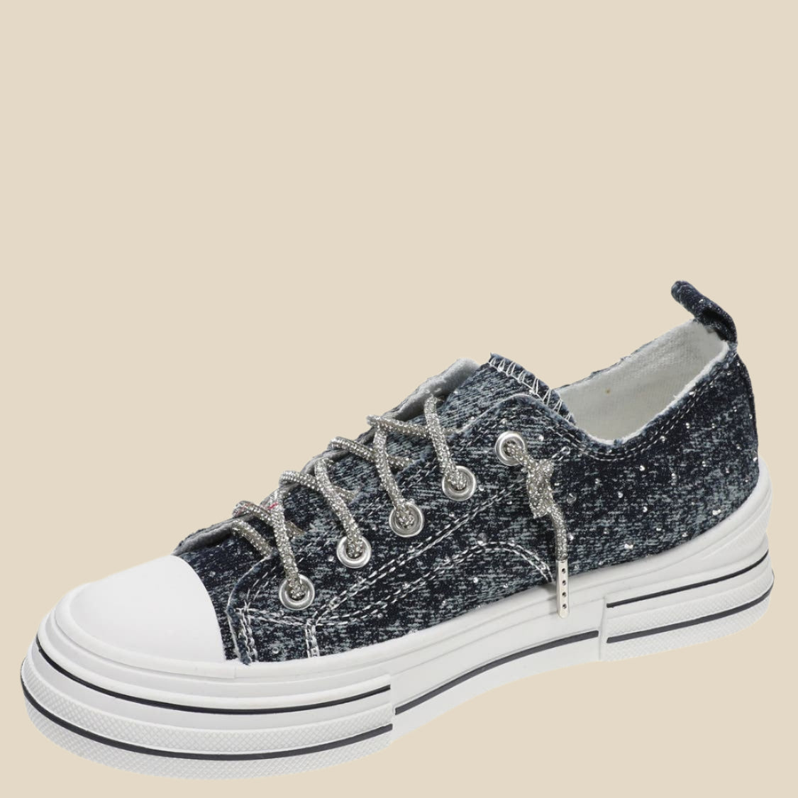 Black Aman Denim Canvas Rhinestone Sneakers